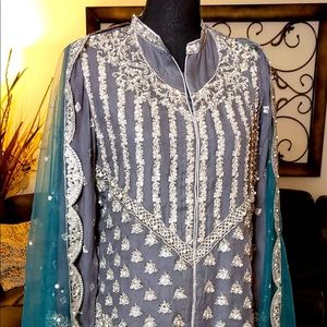 Heavily embroidered pure chiffon Pakistani dress